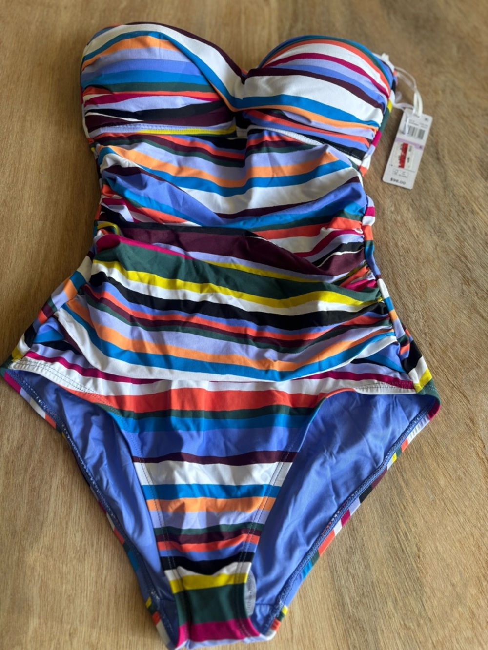 Anne Cole Women's Striped Twist-Front Bandeau One-Piece Swimsuit Size 6 #0006